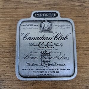 Canadian Club Whiskey CC Hiram Walker Belt Buckle 1975 Bergamot Brass Works